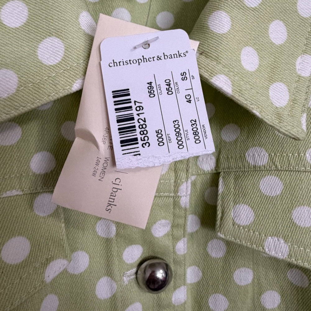 Christopher & Banks Green Polka Dot Jean Jacket - Picture 4 of 11